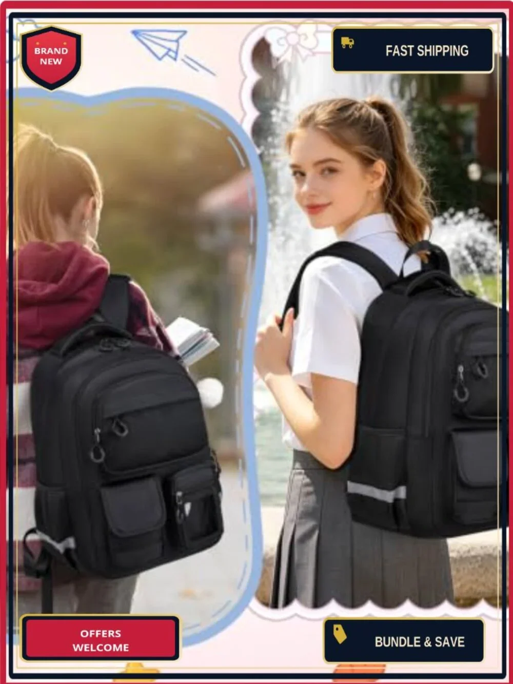 College Laptop Backpack for Women Teen Girls Daypack High School Travel